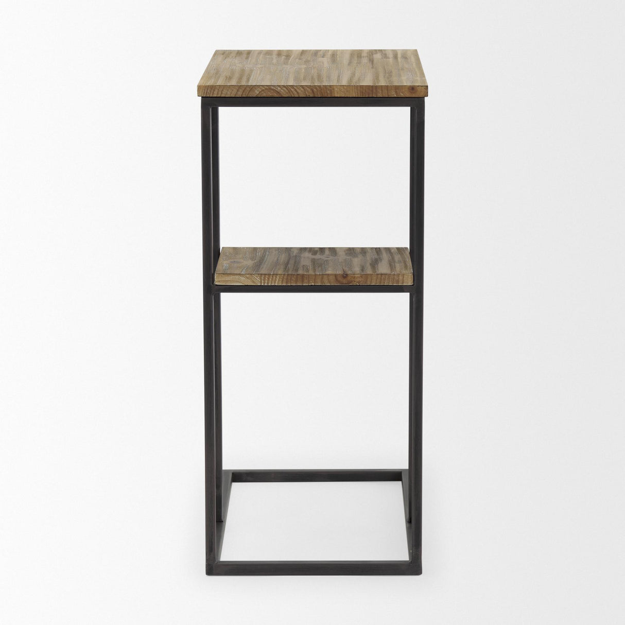 Mercana Ronin 25"H Rectangle 2-Tier Wood w/ Black Metal Accent Table