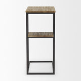 Mercana Ronin 25"H Rectangle 2-Tier Wood w/ Black Metal Accent Table