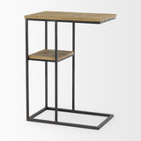 Mercana Ronin 25"H Rectangle 2-Tier Wood w/ Black Metal Accent Table
