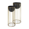 Mercana Danica Set of 2 Matte Black Metal Plant Stands