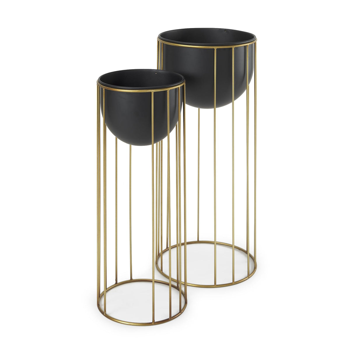Mercana Danica Set of 2 Matte Black Metal Plant Stands