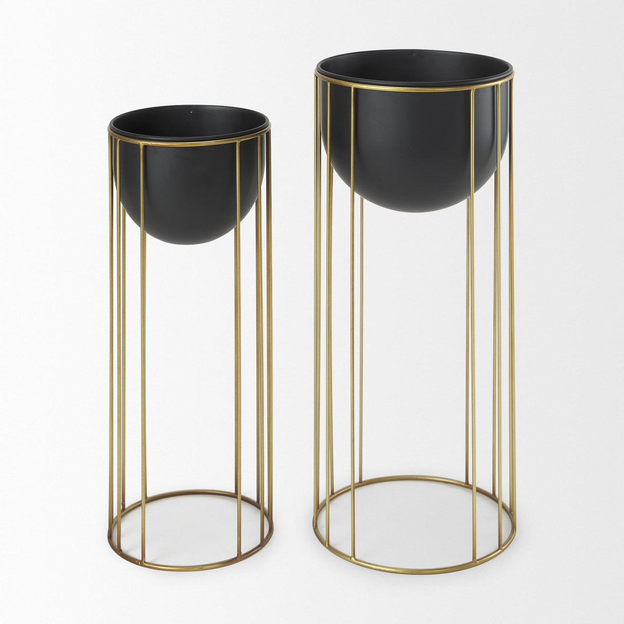 Mercana Danica Set of 2 Matte Black Metal Plant Stands