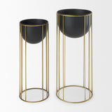 Mercana Danica Set of 2 Matte Black Metal Plant Stands