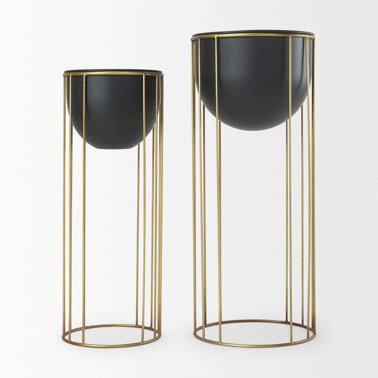 Mercana Danica Set of 2 Matte Black Metal Plant Stands