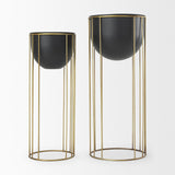 Mercana Danica Set of 2 Matte Black Metal Plant Stands
