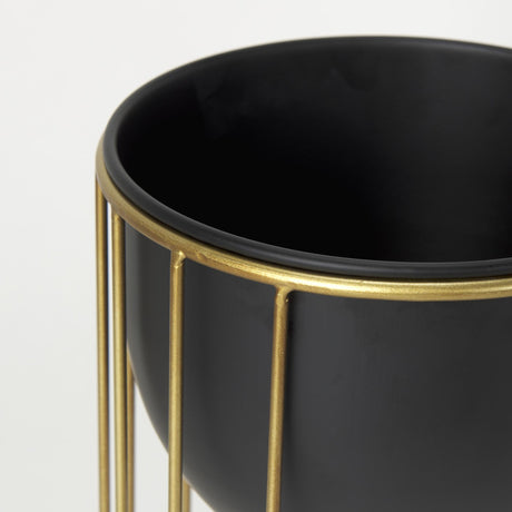 Mercana Danica Set of 2 Matte Black Metal Plant Stands