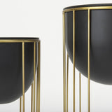 Mercana Danica Set of 2 Matte Black Metal Plant Stands
