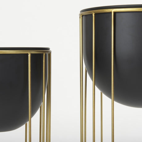 Mercana Danica Set of 2 Matte Black Metal Plant Stands