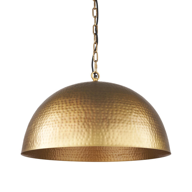 Mercana Karina 24" Round Brass-tone Hammered Metal Dome Pendant Light