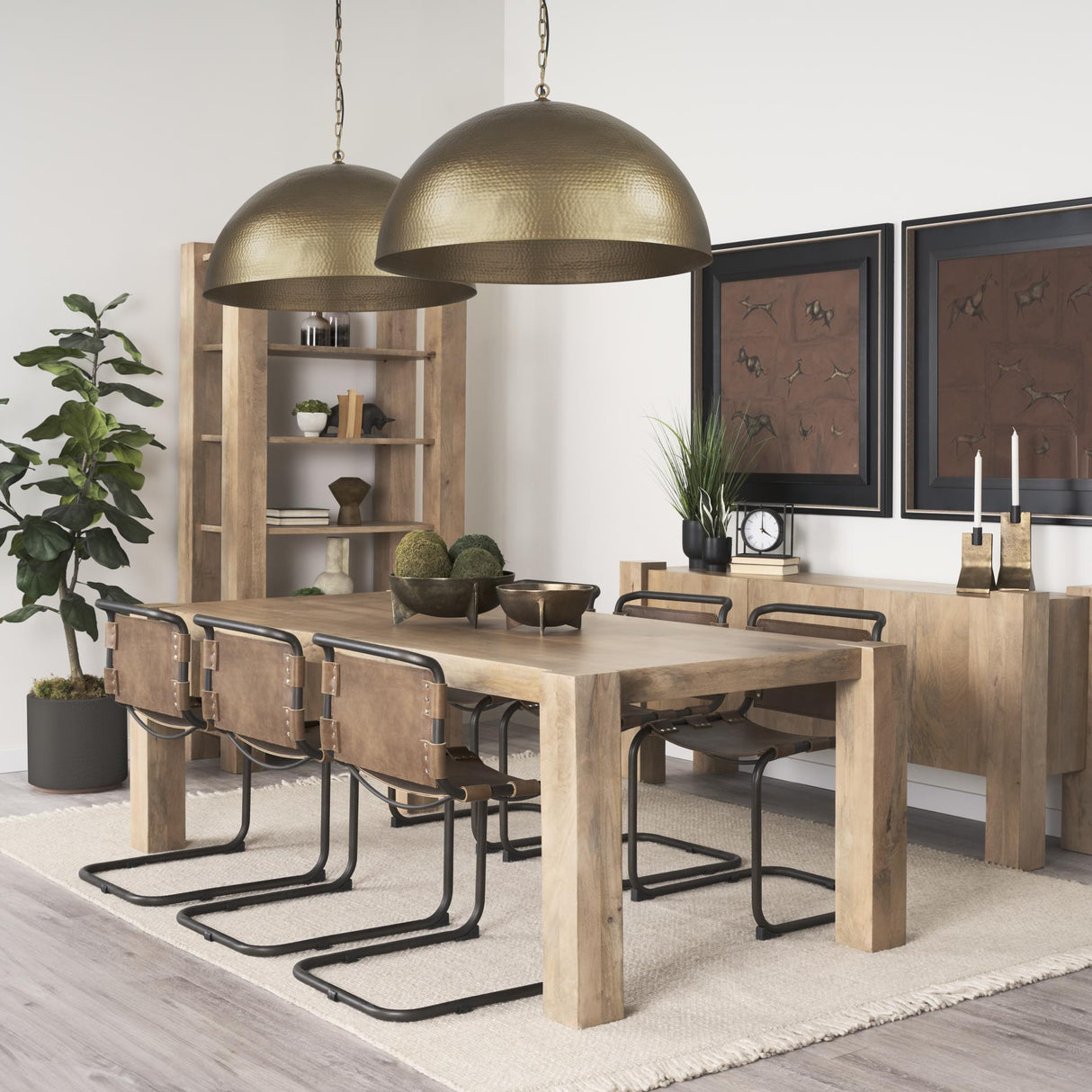 Mercana Karina 24" Round Brass-tone Hammered Metal Dome Pendant Light