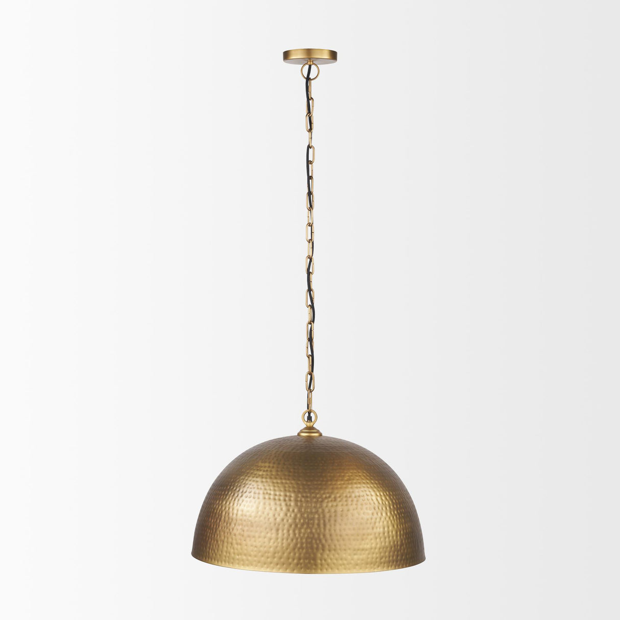 Mercana Karina 24" Round Brass-tone Hammered Metal Dome Pendant Light