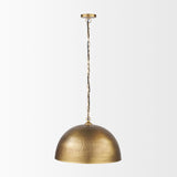 Mercana Karina 24" Round Brass-tone Hammered Metal Dome Pendant Light