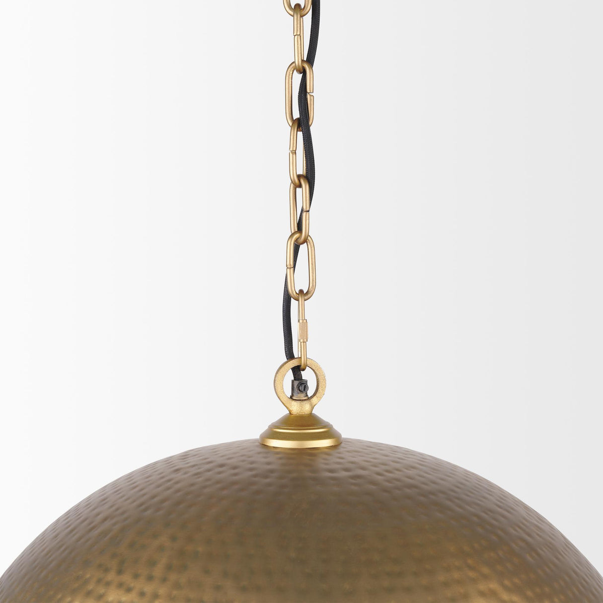 Mercana Karina 24" Round Brass-tone Hammered Metal Dome Pendant Light
