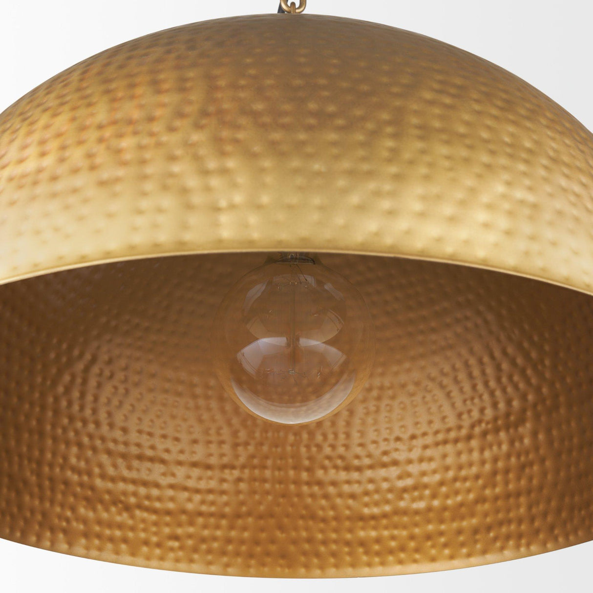 Mercana Karina 24" Round Brass-tone Hammered Metal Dome Pendant Light