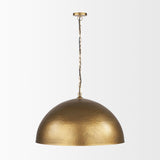 Mercana Karina 36" Round Brass-tone Hammered Metal Dome Pendant Light