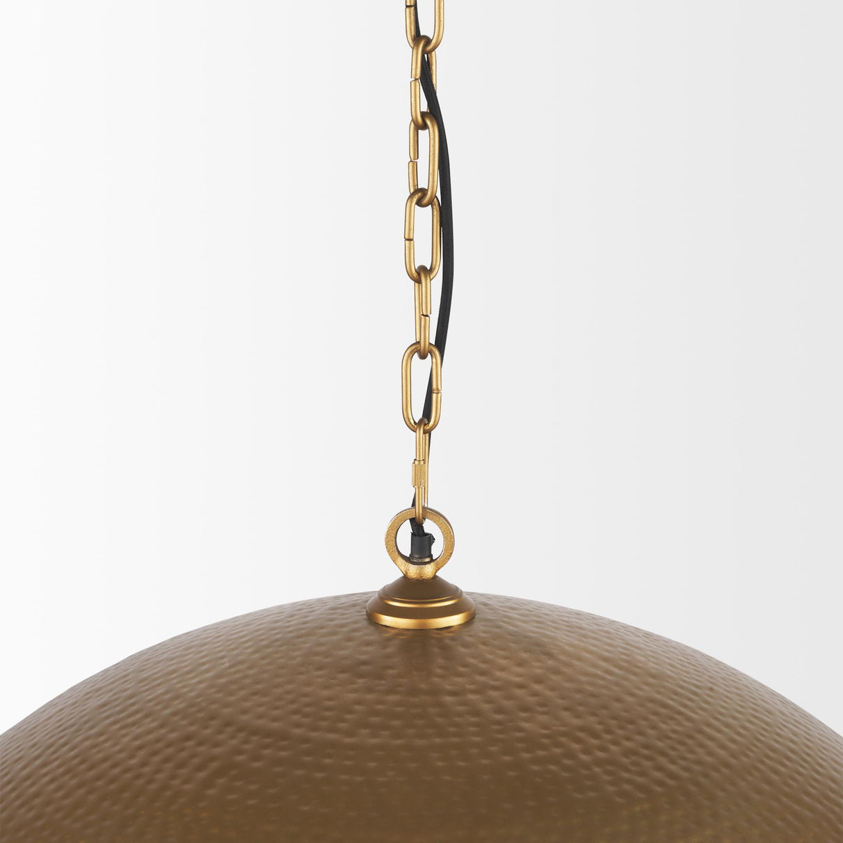 Mercana Karina 36" Round Brass-tone Hammered Metal Dome Pendant Light
