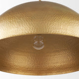 Mercana Karina 36" Round Brass-tone Hammered Metal Dome Pendant Light