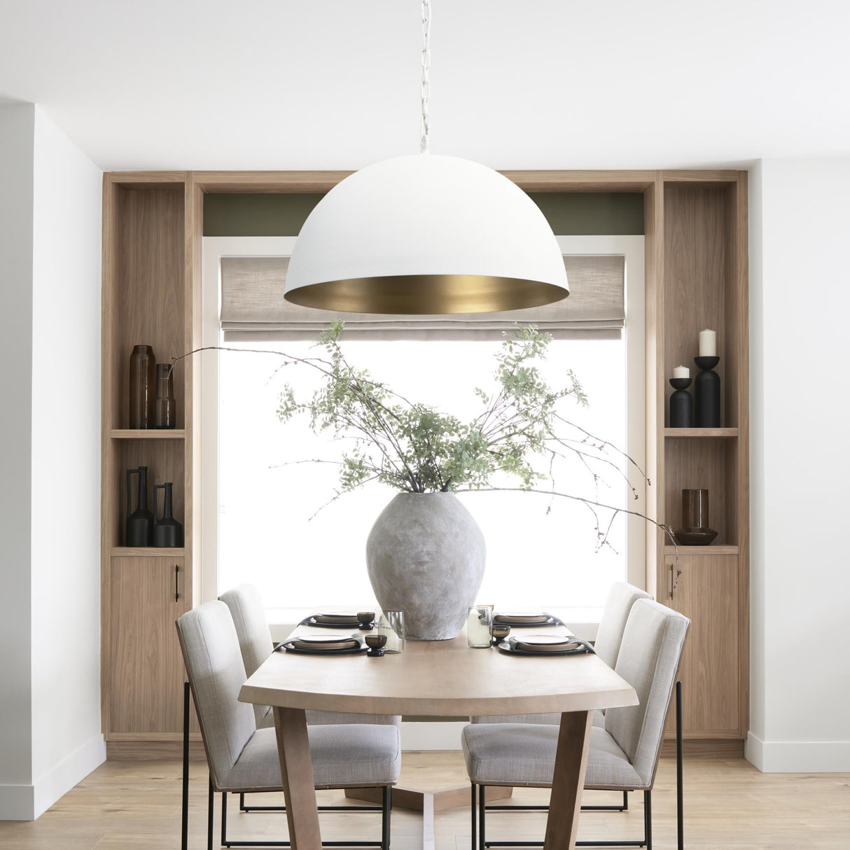Mercana Juniper 36" Round White Dome Pendant Light