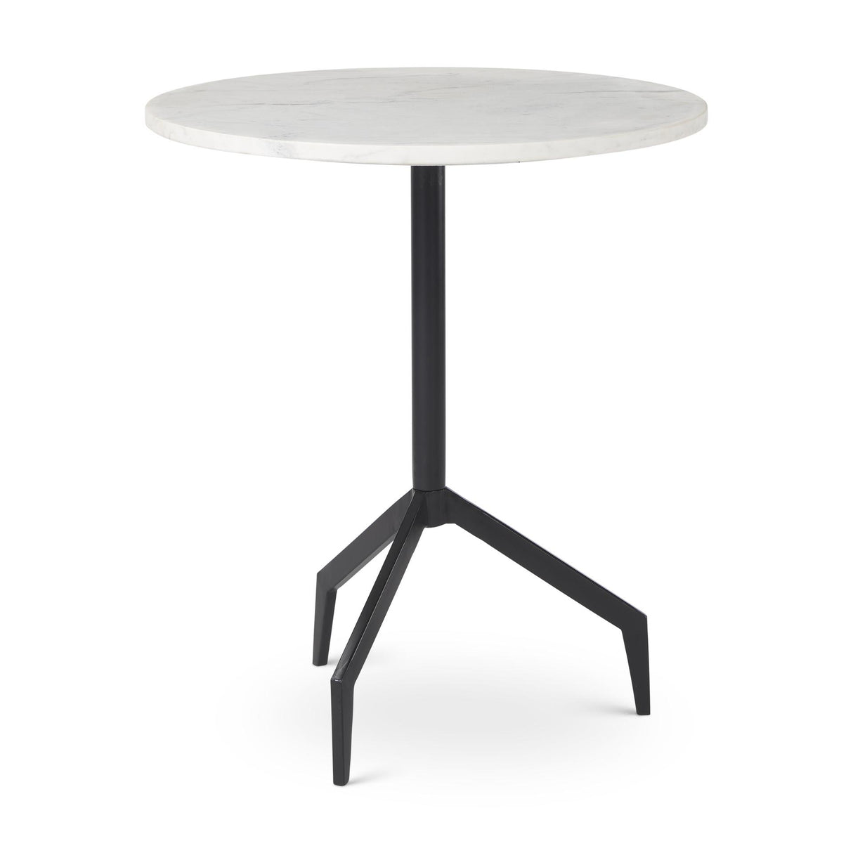 Mercana Serre Marble Top 3 Prong Black Metal Base End Table