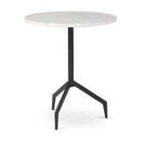 Mercana Serre Marble Top 3 Prong Black Metal Base End Table