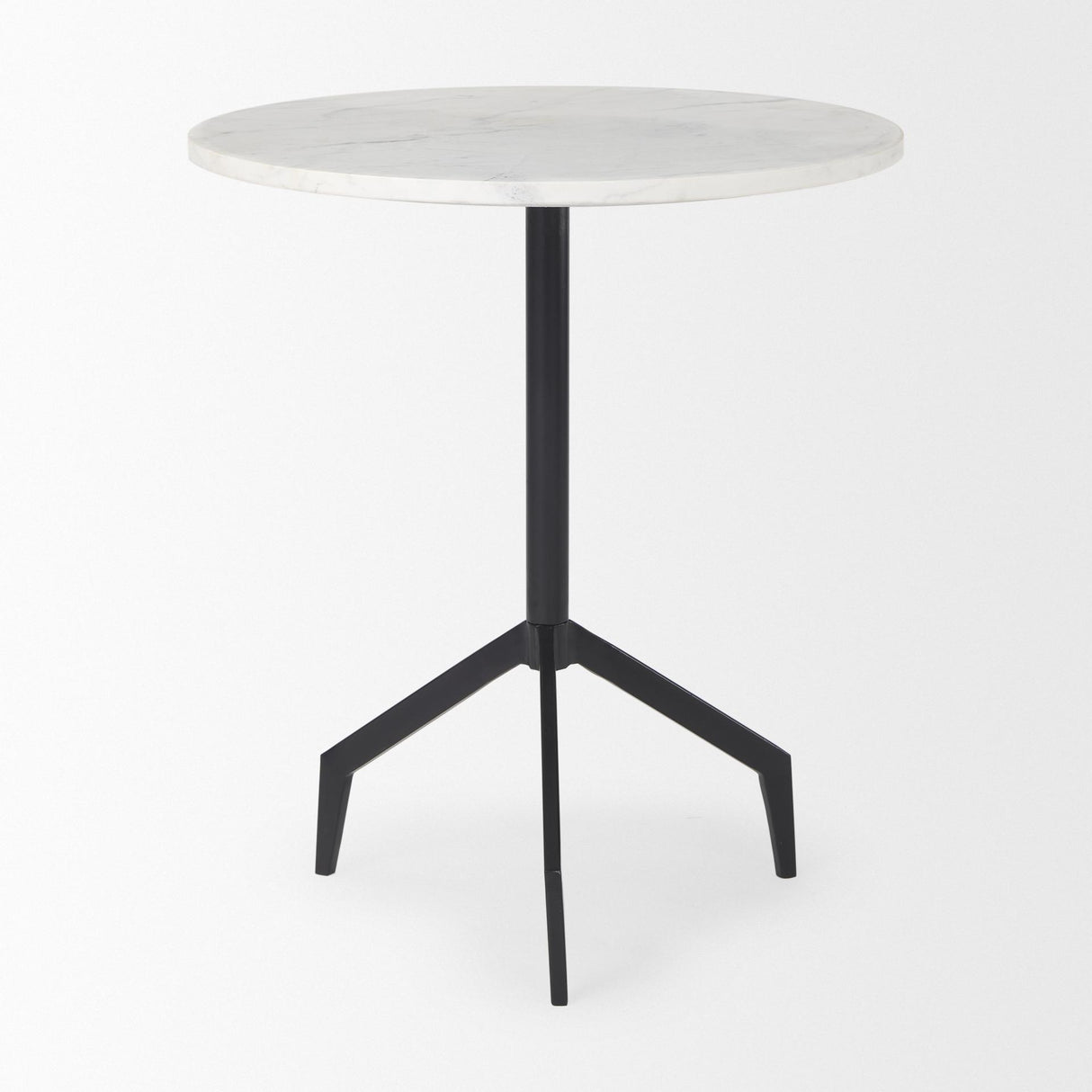 Mercana Serre Marble Top 3 Prong Black Metal Base End Table