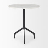 Mercana Serre Marble Top 3 Prong Black Metal Base End Table