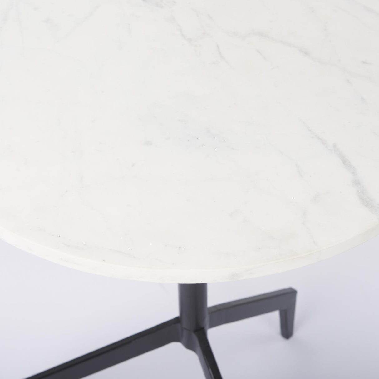 Mercana Serre Marble Top 3 Prong Black Metal Base End Table