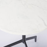 Mercana Serre Marble Top 3 Prong Black Metal Base End Table