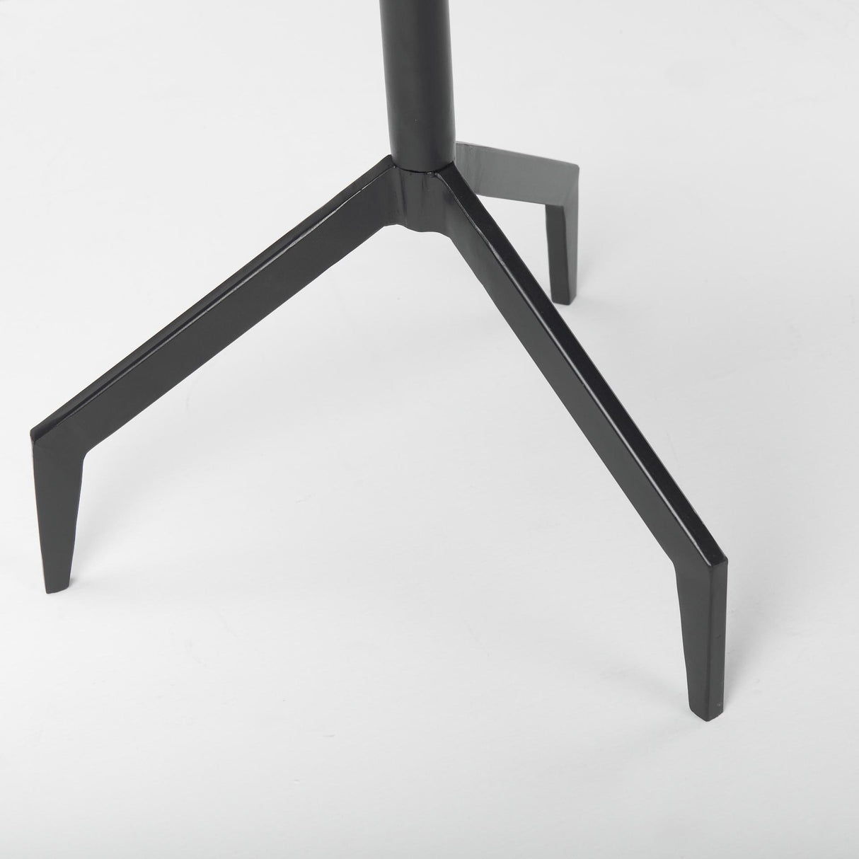 Mercana Serre Marble Top 3 Prong Black Metal Base End Table