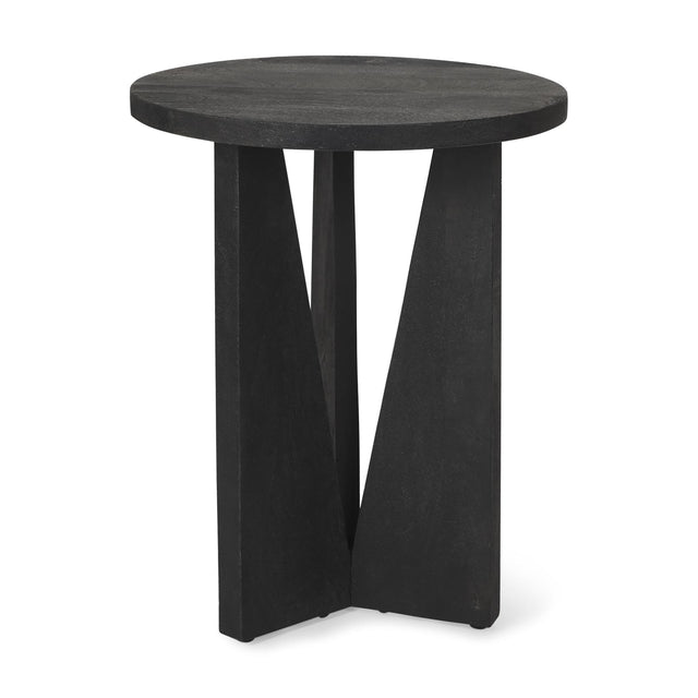 Mercana Mattius Black Wood Accent Table