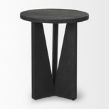 Mercana Mattius Black Wood Accent Table