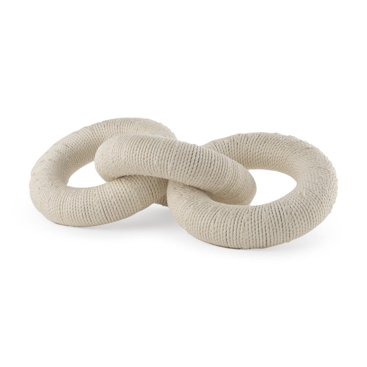 Mercana Alize Cotton Rope Wrapped Solid Wood Circular Chain Link Decorative Object
