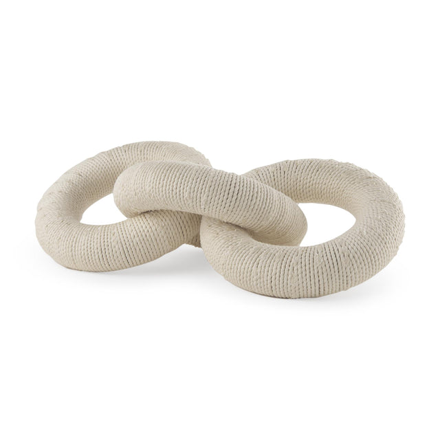 Mercana Alize Cotton Rope Wrapped Solid Wood Circular Chain Link Decorative Object