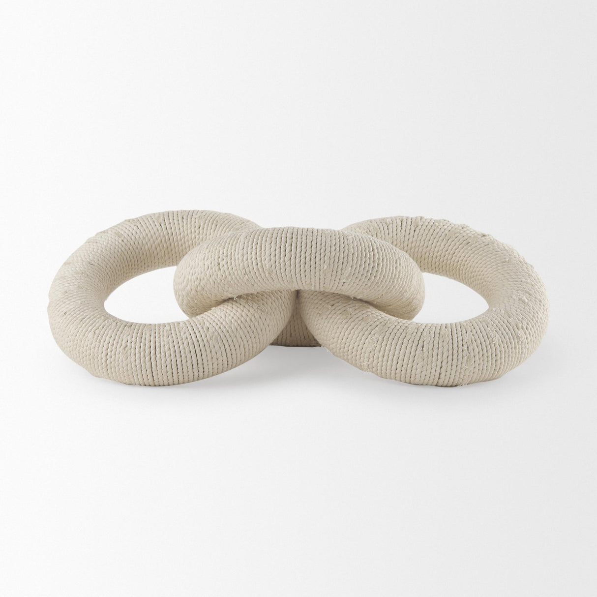Mercana Alize Cotton Rope Wrapped Solid Wood Circular Chain Link Decorative Object