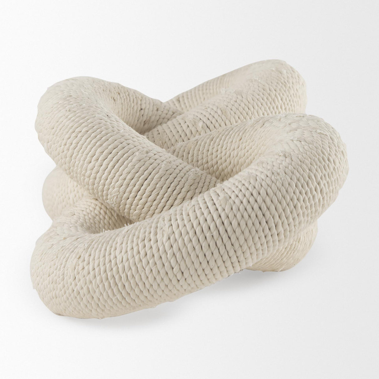 Mercana Alize Cotton Rope Wrapped Solid Wood Circular Chain Link Decorative Object
