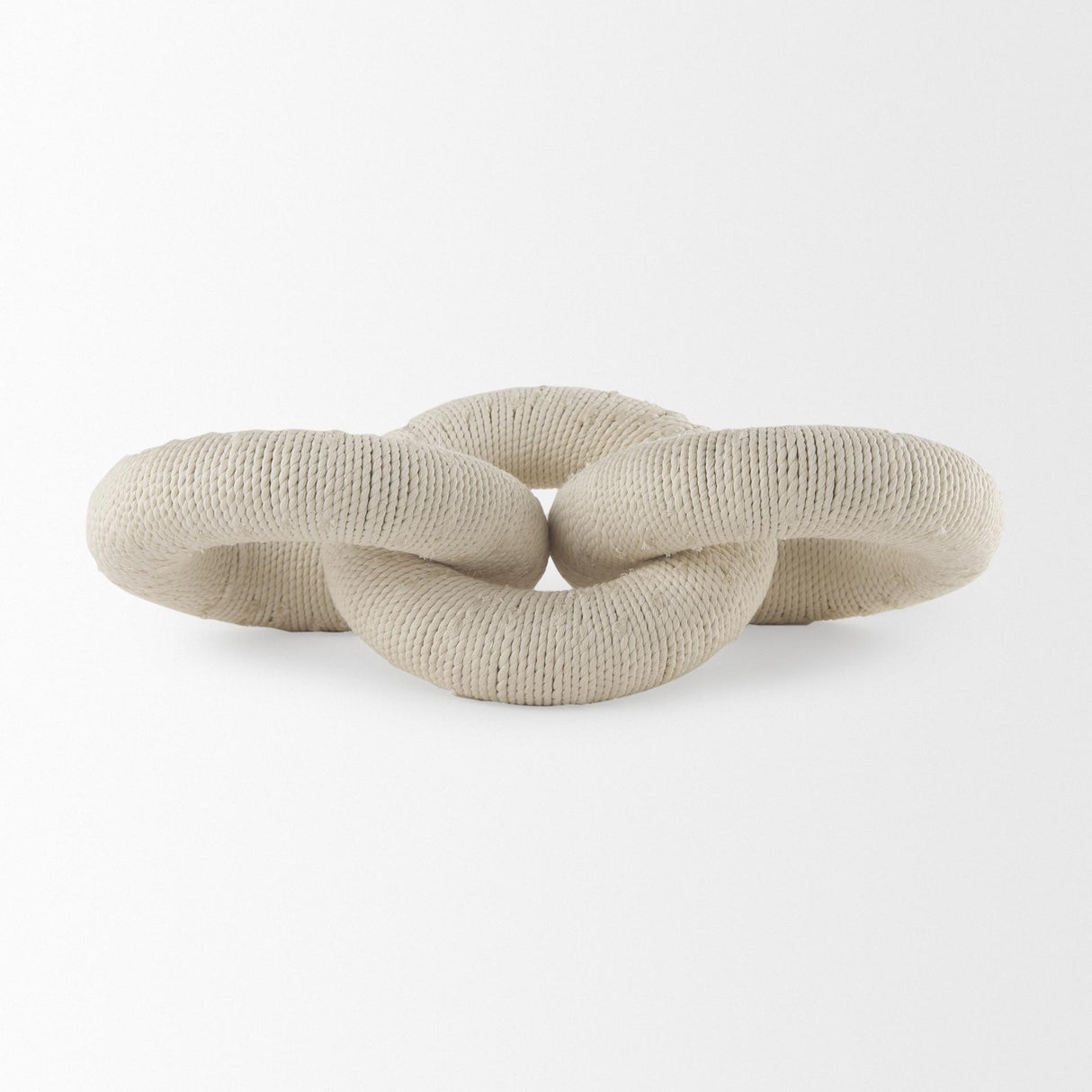 Mercana Alize Cotton Rope Wrapped Solid Wood Circular Chain Link Decorative Object