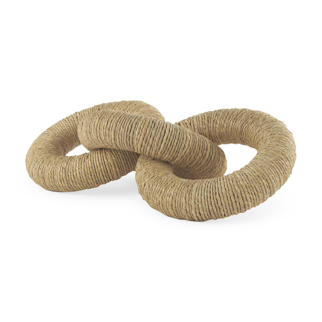 Mercana Alize Jute Wrapped Solid Wood Circular Chain Link Decorative Object