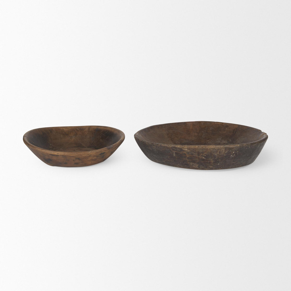 Mercana Nikita Set of 2 Large Medium Brown Reclaimed Wood Bowls