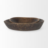 Mercana Nikita Set of 2 Large Medium Brown Reclaimed Wood Bowls