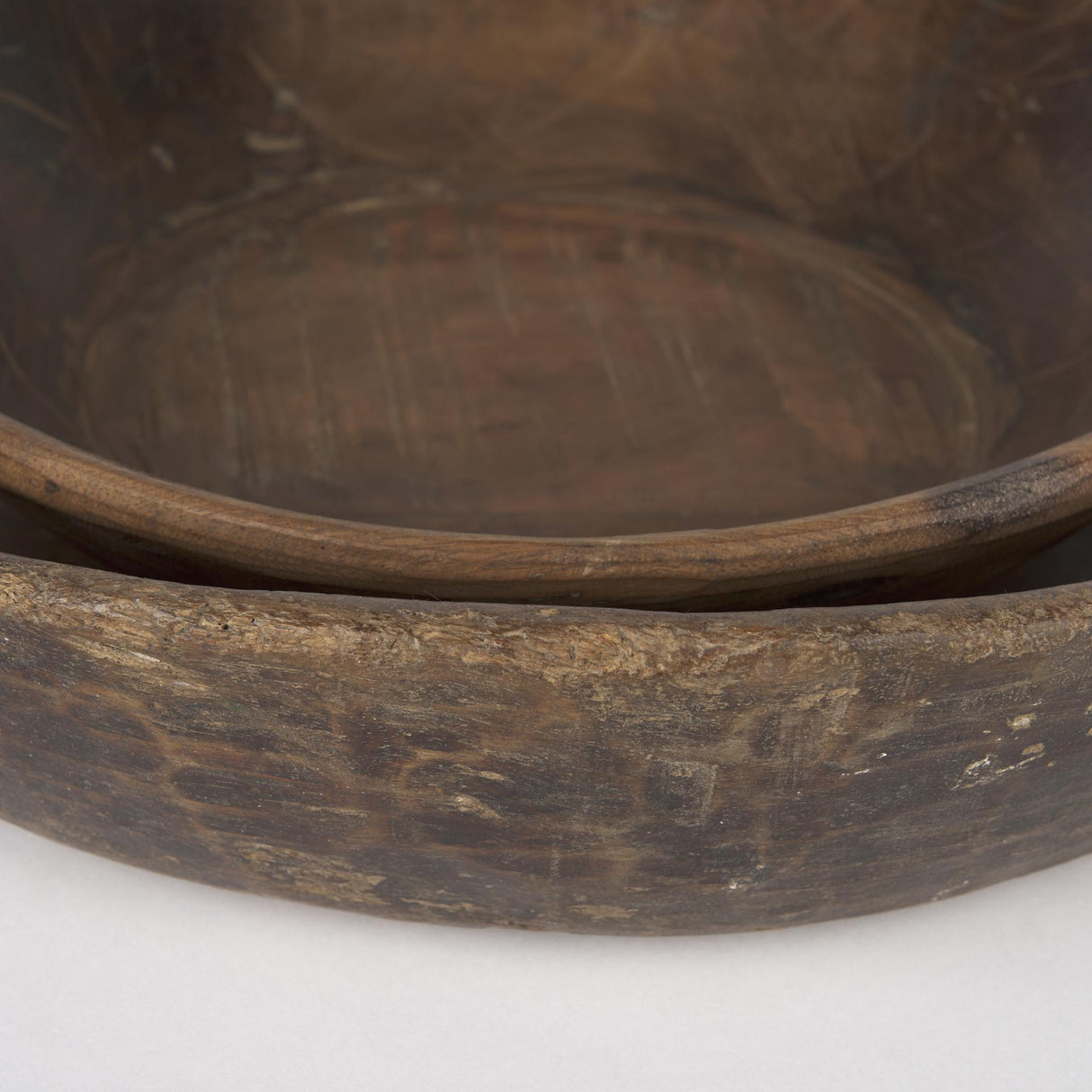 Mercana Nikita Set of 2 Large Medium Brown Reclaimed Wood Bowls