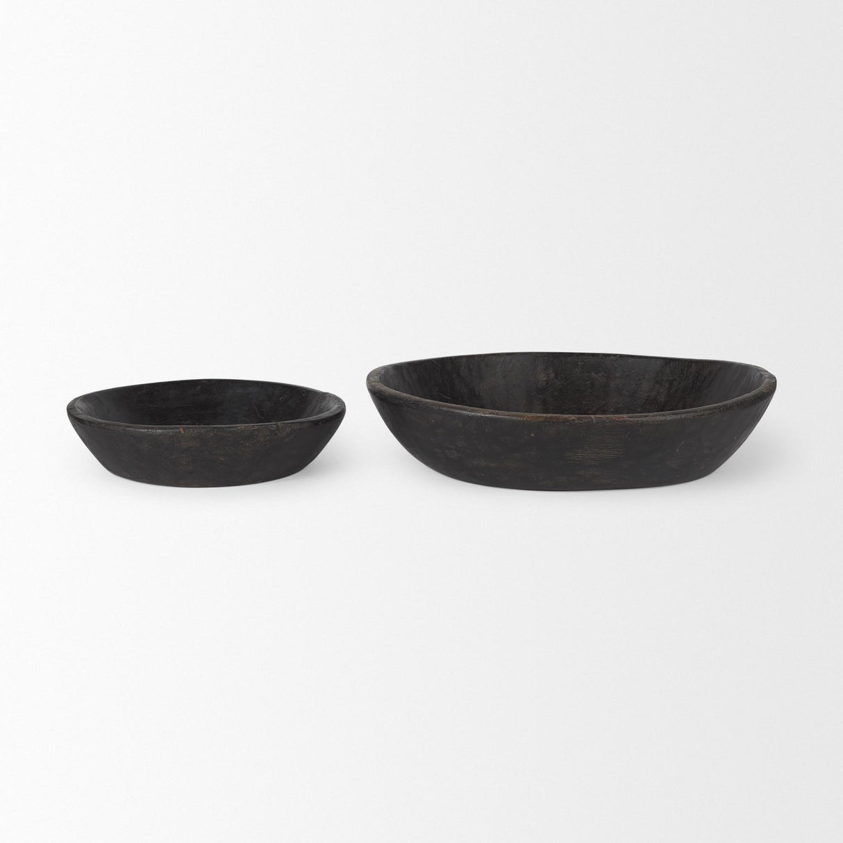 Mercana Nikita Set of 2 Large Black-Brown Reclaimed Wood Bowls