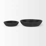 Mercana Nikita Set of 2 Large Black-Brown Reclaimed Wood Bowls