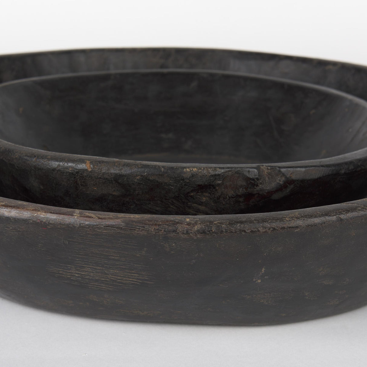 Mercana Nikita Set of 2 Large Black-Brown Reclaimed Wood Bowls