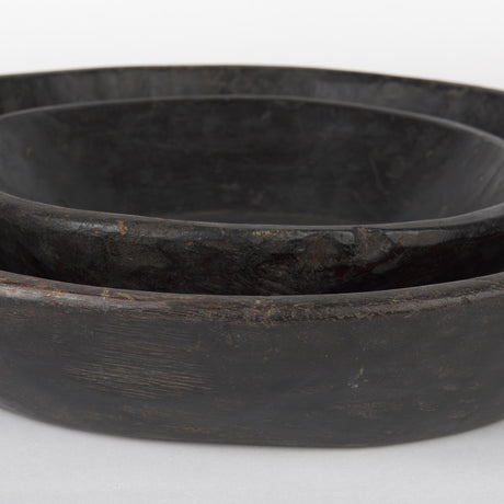 Mercana Nikita Set of 2 Large Black-Brown Reclaimed Wood Bowls