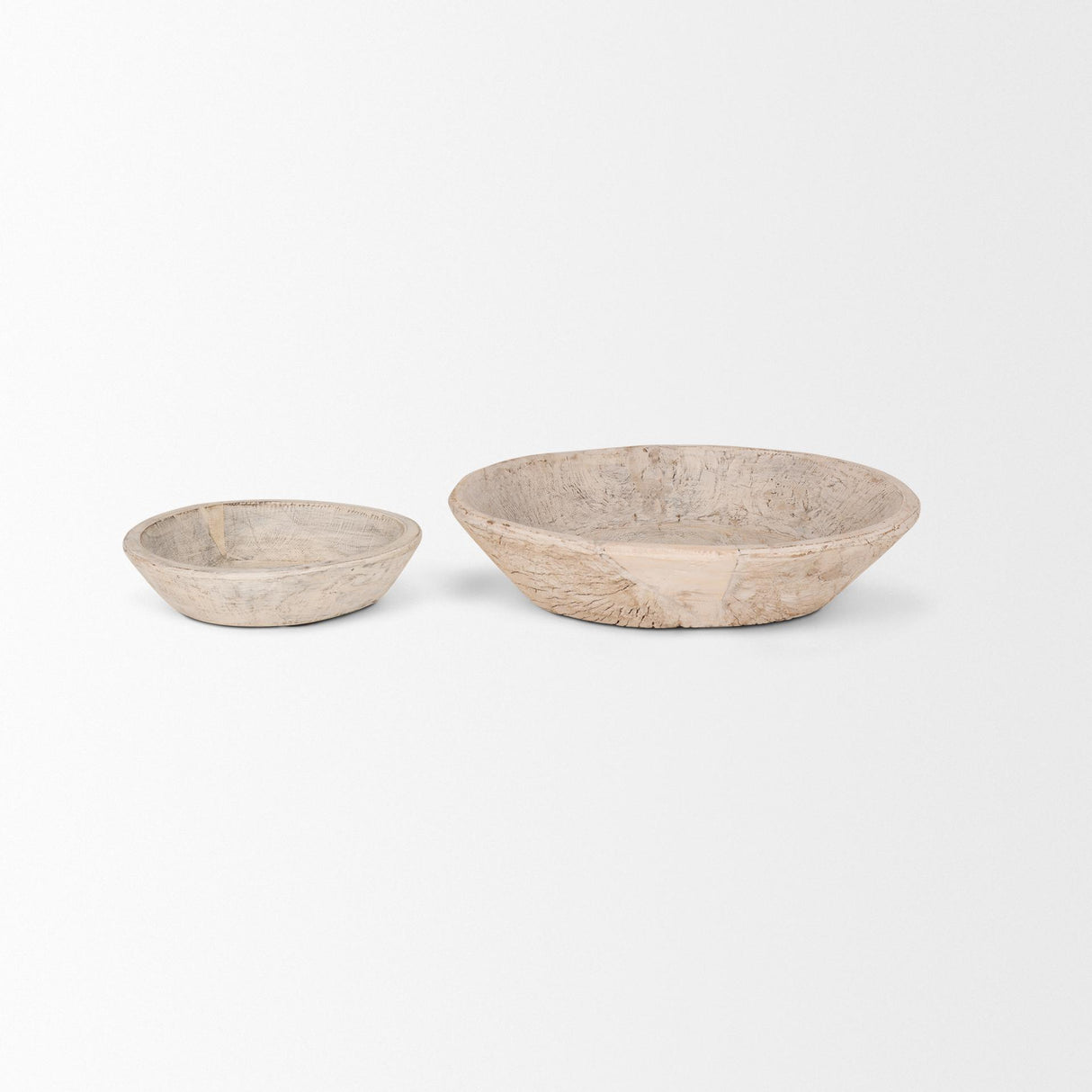 Mercana Nikita Set of 2 Large Light-Wash Reclaimed Wood Bowls