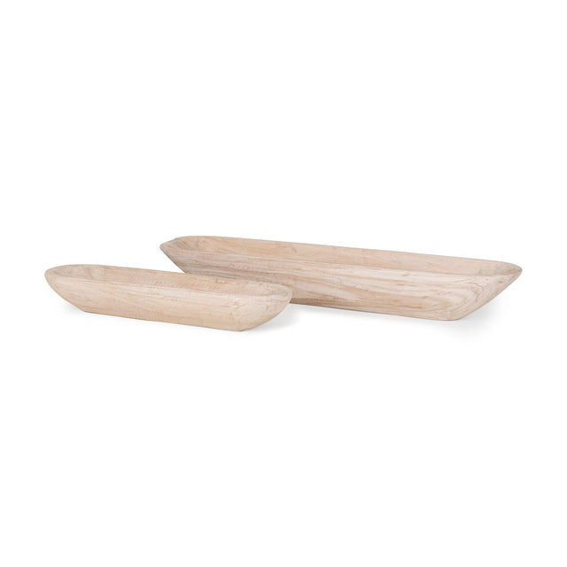 Mercana Athena Set of 2 Extra Large Light-Wash Reclaimed Wood Trays
