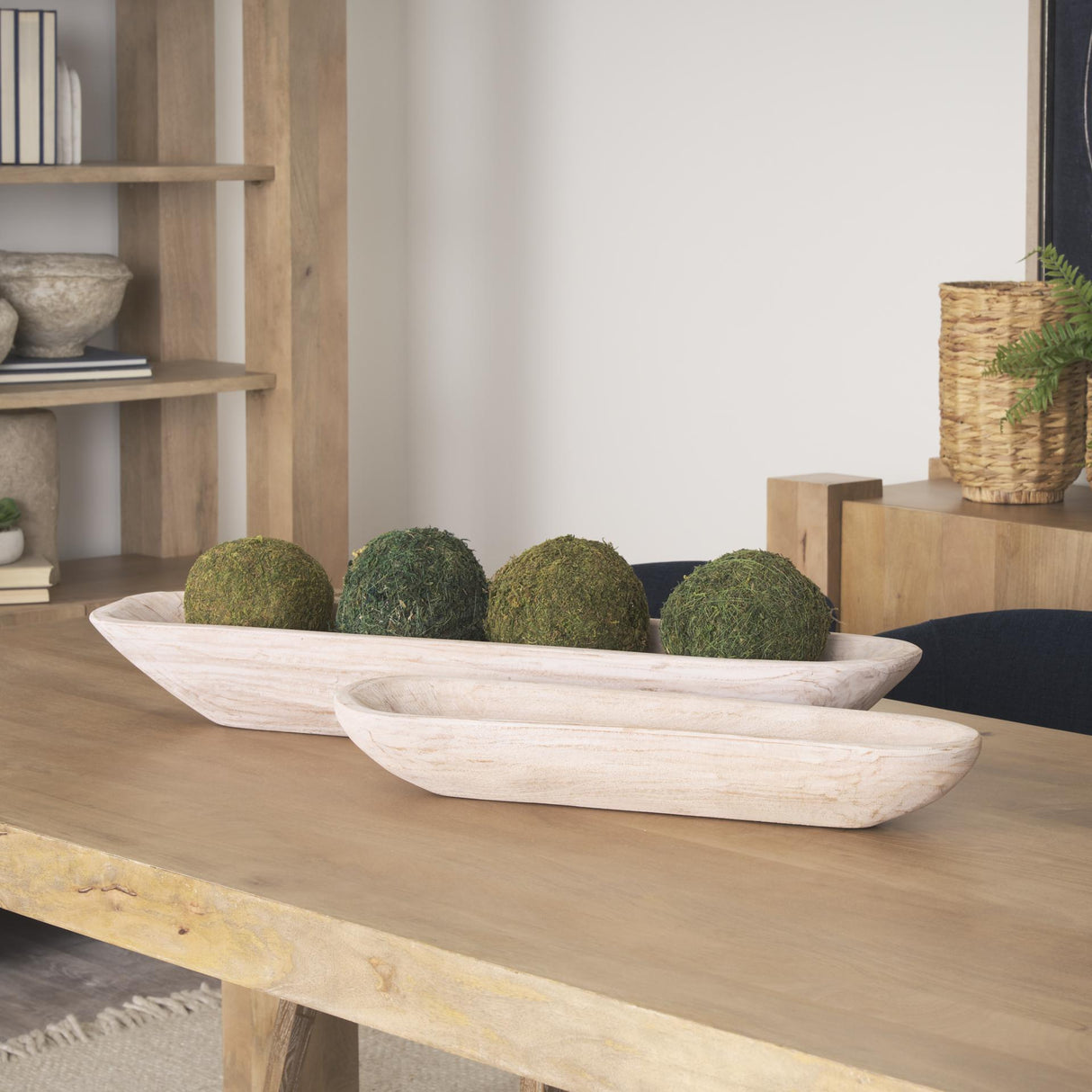 Mercana Athena Set of 2 Extra Large Light-Wash Reclaimed Wood Trays