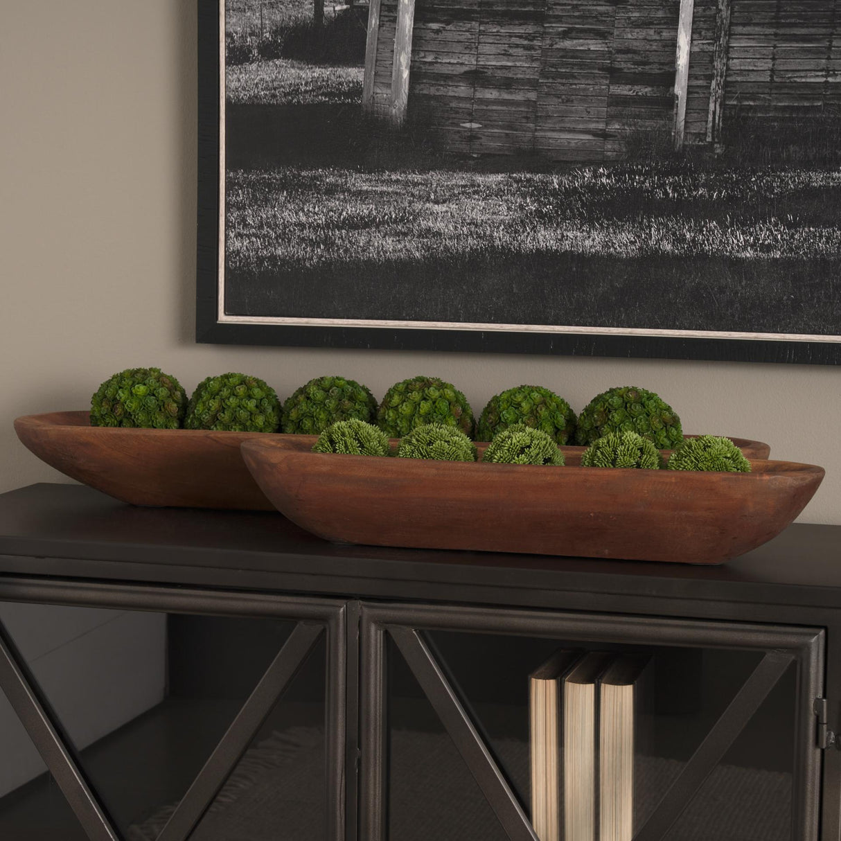 Mercana Athena Set of 2 Extra Large Medium Brown Reclaimed Wood Trays