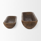 Mercana Athena Set of 2 Extra Large Medium Brown Reclaimed Wood Trays