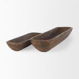 Mercana Athena Set of 2 Extra Large Medium Brown Reclaimed Wood Trays